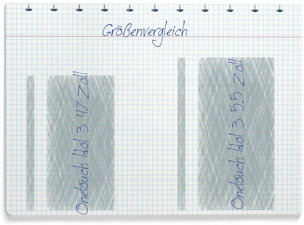 Größenvergleich: Alcatel Onetouch Idol 3 4.7 Zoll und Alcatel Onetouch Idol 3 5.5 Zoll