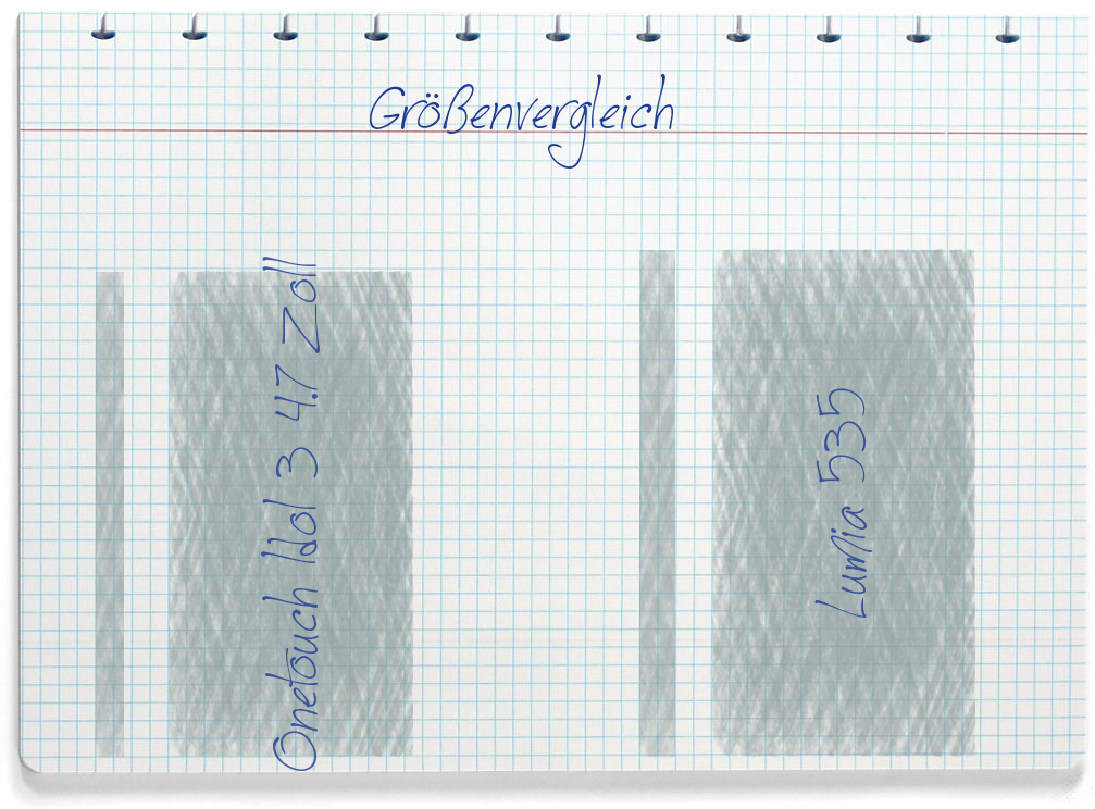 Größenvergleich: Alcatel Onetouch Idol 3 4.7 Zoll und Microsoft Lumia 535