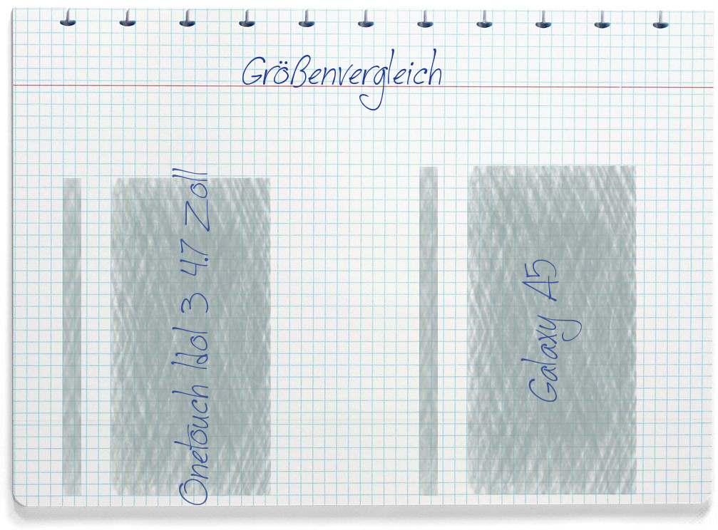 Größenvergleich: Alcatel Onetouch Idol 3 4.7 Zoll und Samsung Galaxy A5