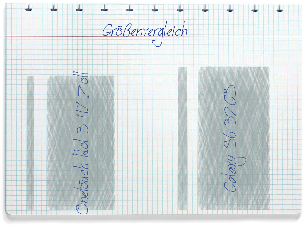 Größenvergleich: Alcatel Onetouch Idol 3 4.7 Zoll und Samsung Galaxy S6 32GB