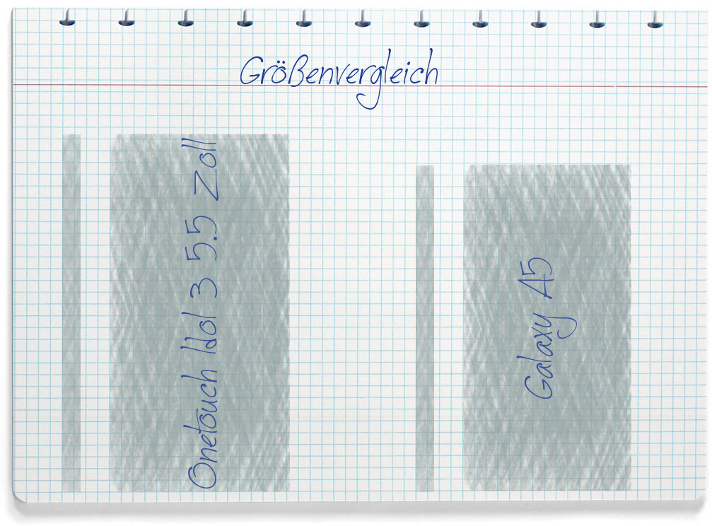 Größenvergleich: Alcatel Onetouch Idol 3 5.5 Zoll und Samsung Galaxy A5