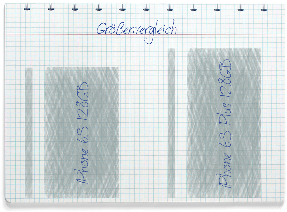 Größenvergleich: Apple iPhone 6S 128GB und Apple iPhone 6S Plus 128GB
