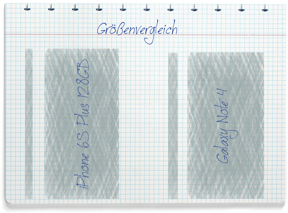 Größenvergleich: Apple iPhone 6S Plus 128GB und Samsung Galaxy Note 4