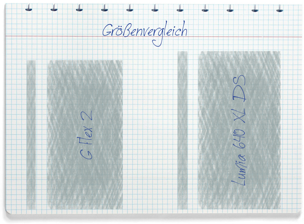 Größenvergleich: LG G Flex 2 und Microsoft Lumia 640 XL DS
