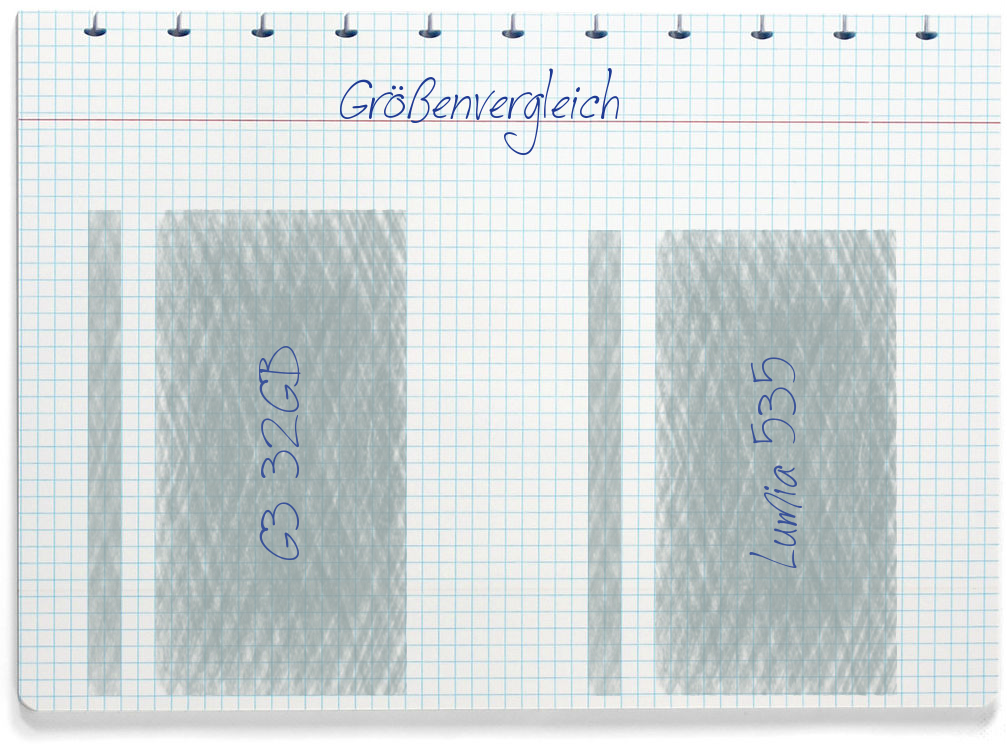 Größenvergleich: LG G3 32GB und Microsoft Lumia 535
