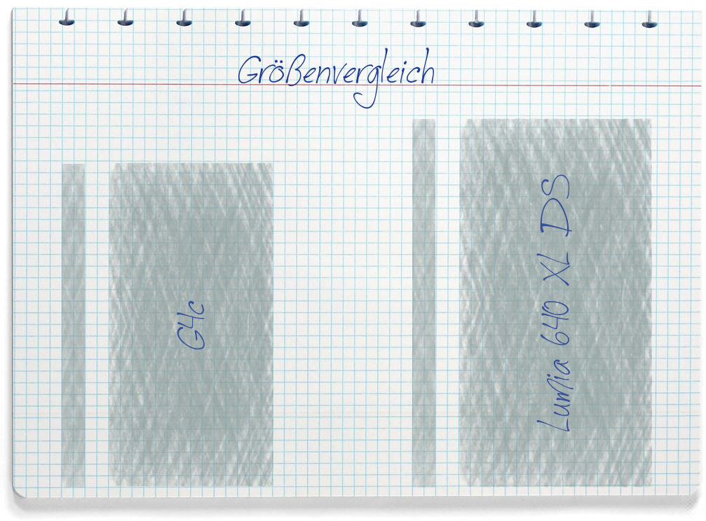 Größenvergleich: LG G4c und Microsoft Lumia 640 XL DS