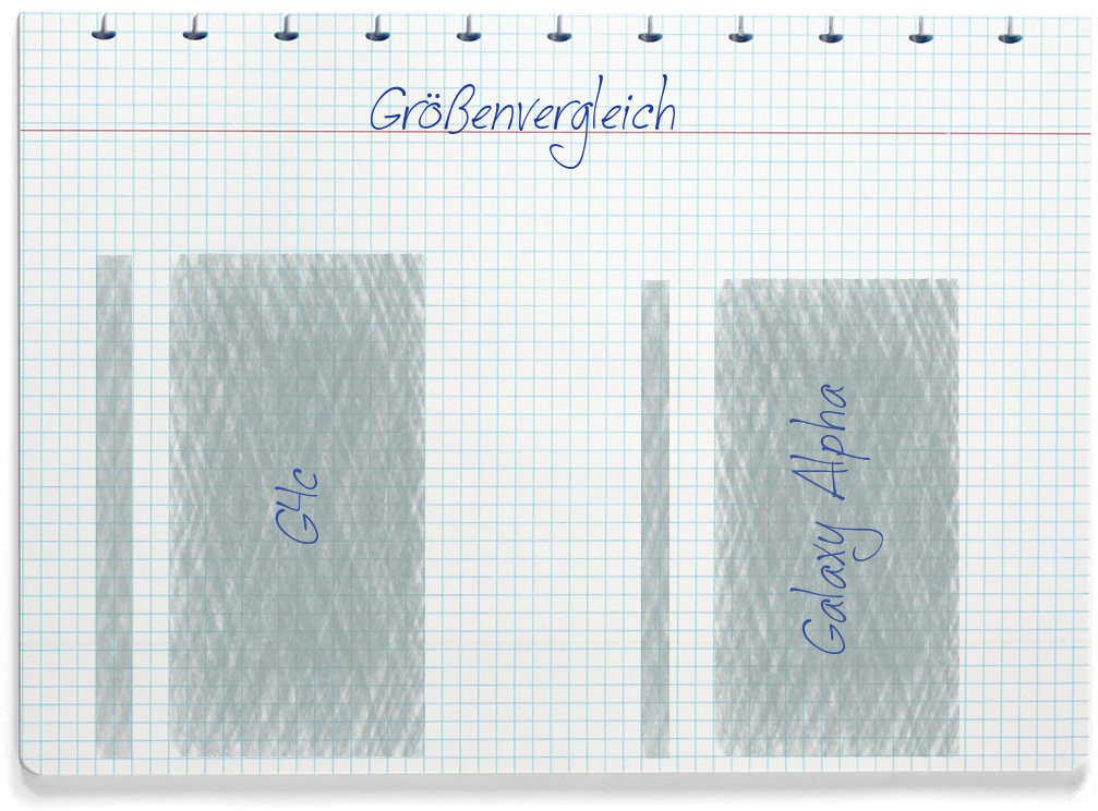 Größenvergleich: LG G4c und Samsung Galaxy Alpha