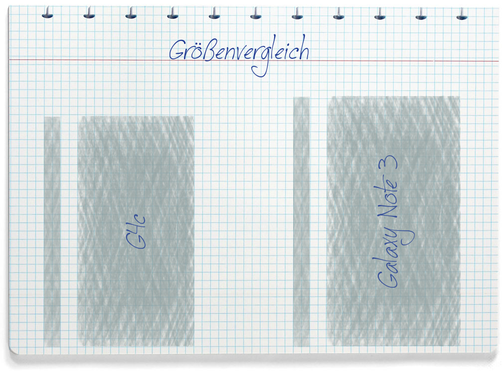 Größenvergleich: LG G4c und Samsung Galaxy Note 3