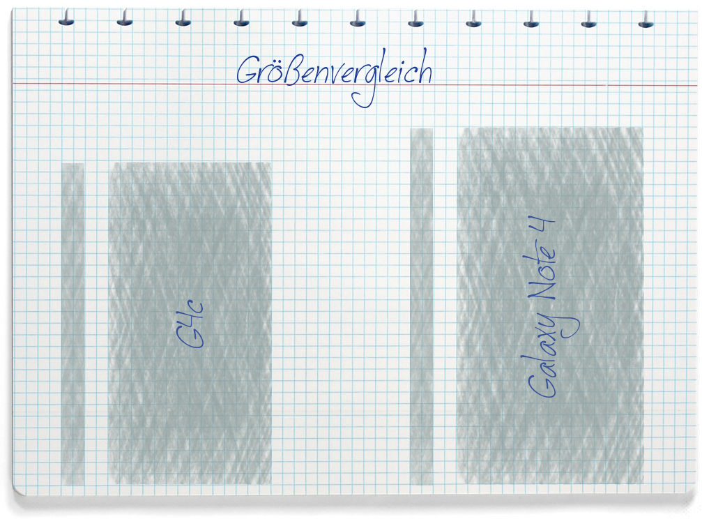 Größenvergleich: LG G4c und Samsung Galaxy Note 4