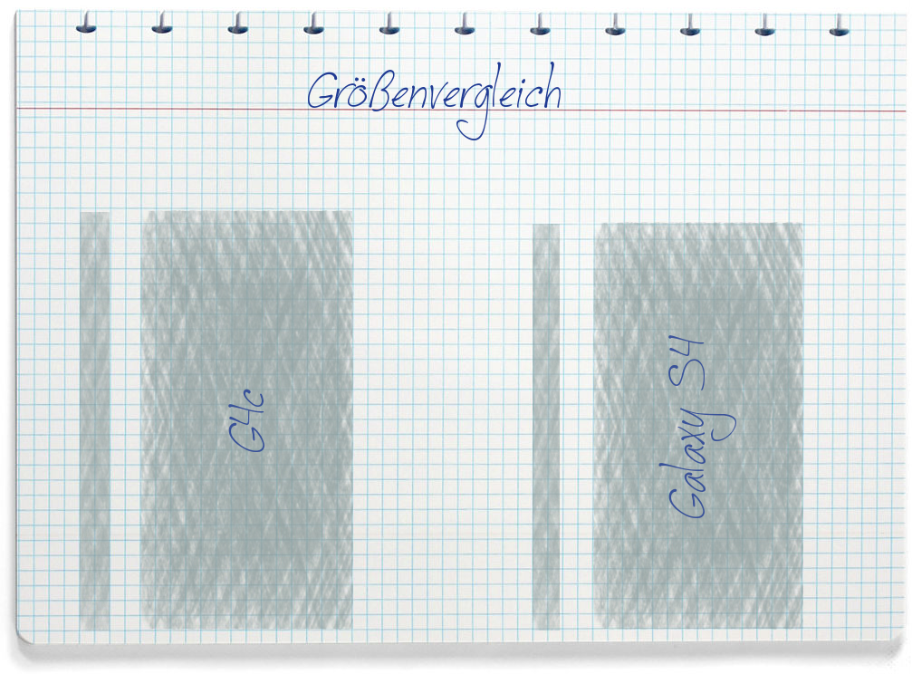 Größenvergleich: LG G4c und Samsung Galaxy S4