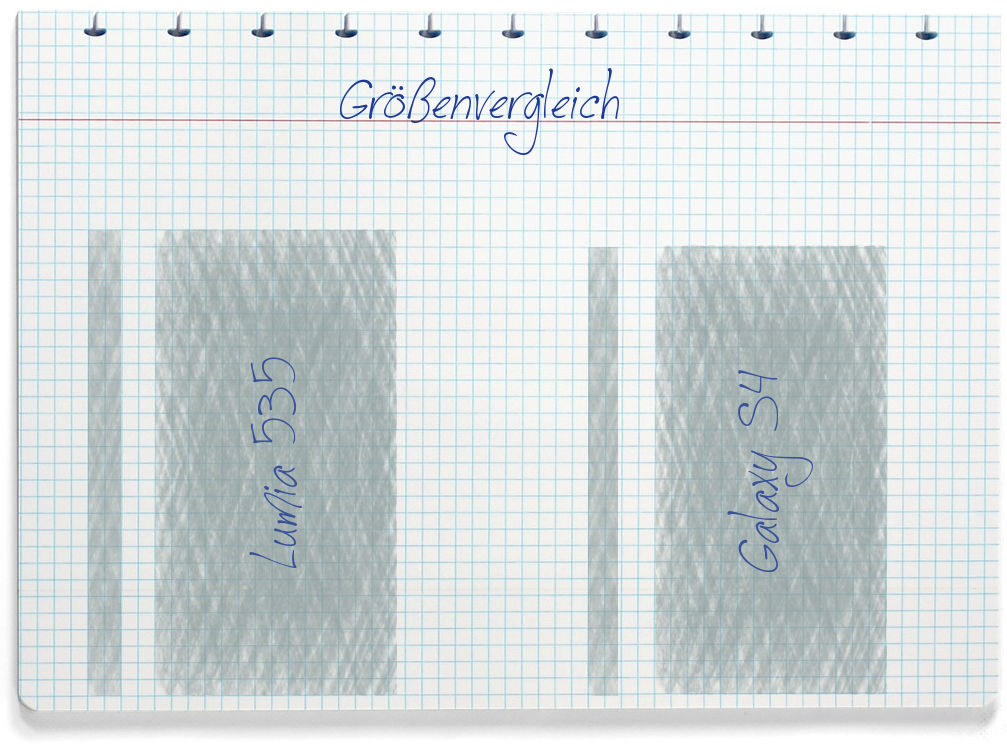 Größenvergleich: Microsoft Lumia 535 und Samsung Galaxy S4
