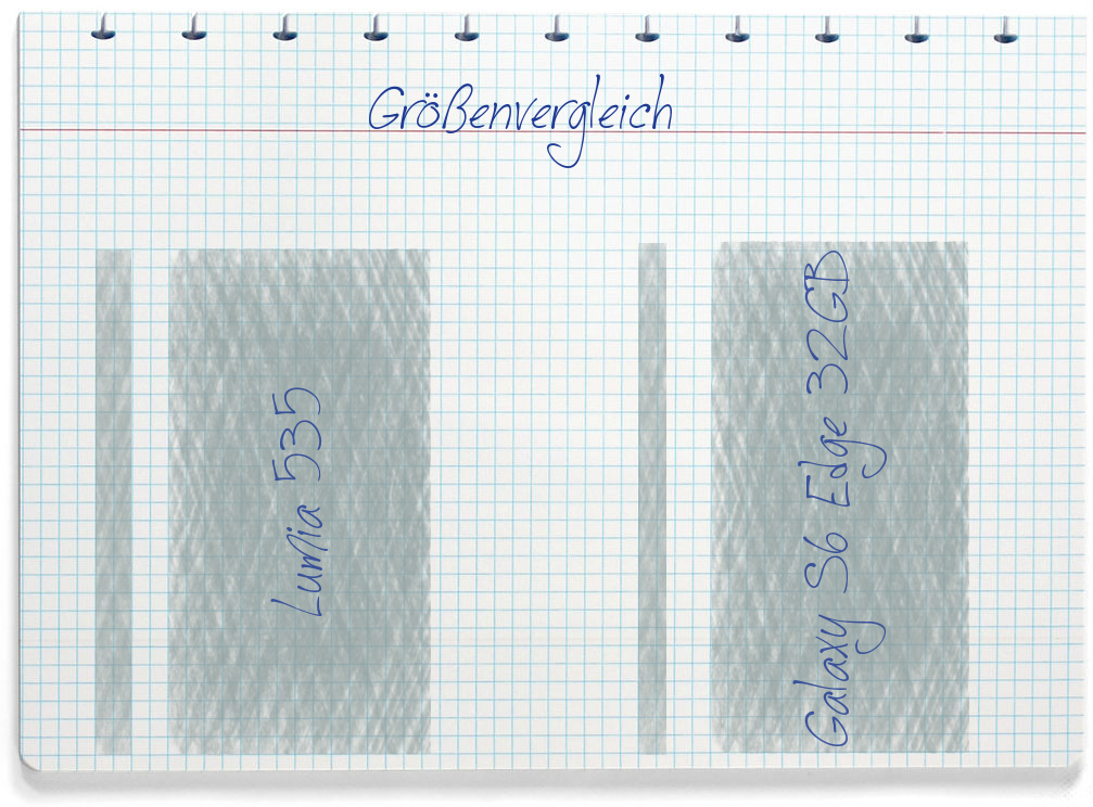 Größenvergleich: Microsoft Lumia 535 und Samsung Galaxy S6 Edge 32GB