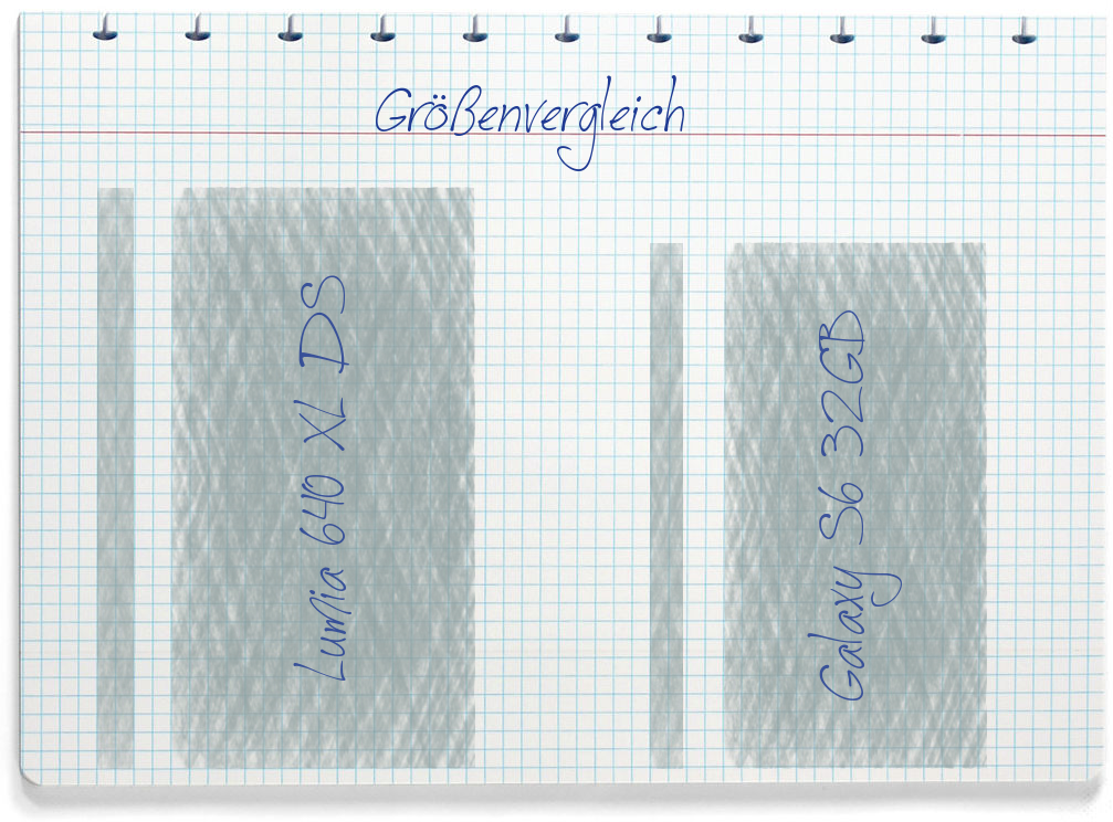 Größenvergleich: Microsoft Lumia 640 XL DS und Samsung Galaxy S6 32GB