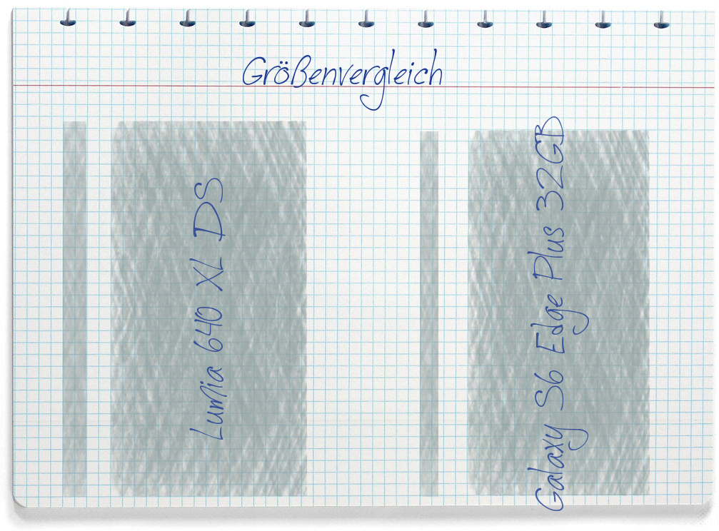 Größenvergleich: Microsoft Lumia 640 XL DS und Samsung Galaxy S6 Edge Plus 32GB