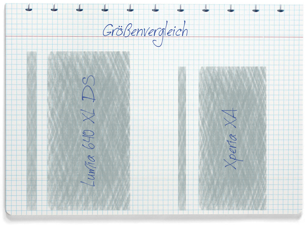 Größenvergleich: Microsoft Lumia 640 XL DS und Sony Xperia XA