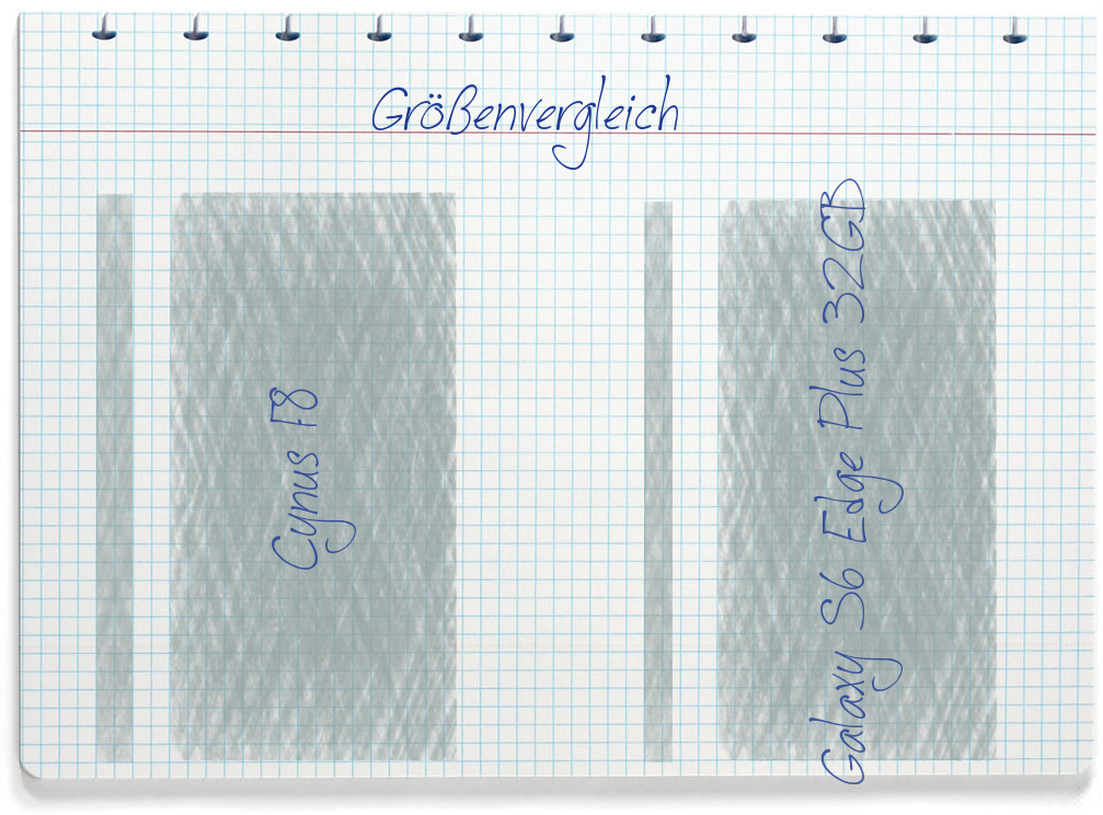 Größenvergleich: Mobistel Cynus F8 und Samsung Galaxy S6 Edge Plus 32GB