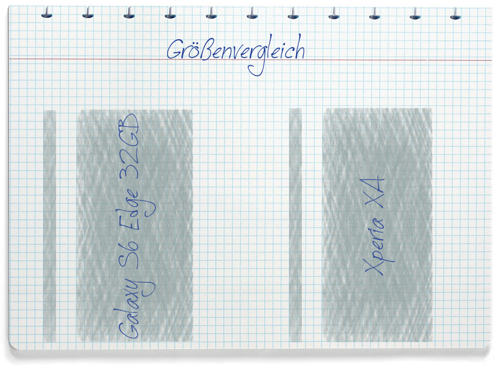 Größenvergleich: Samsung Galaxy S6 Edge 32GB und Sony Xperia XA