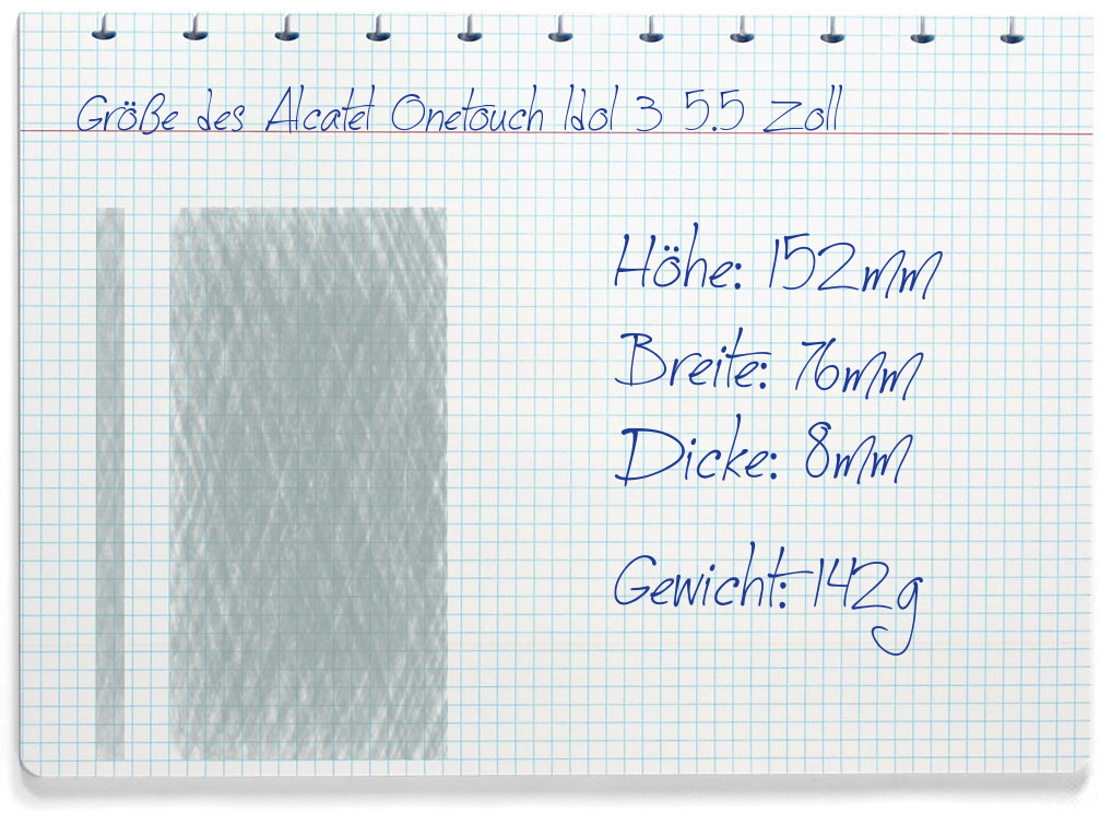 Größe des Alcatel Onetouch Idol 3 5.5 Zoll