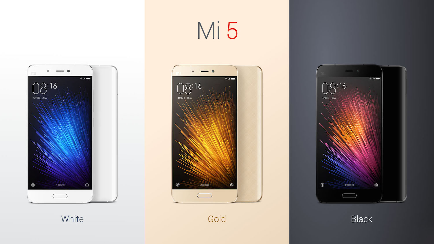 XiaoMi Mi5: Weiß, Gold, Schwarz